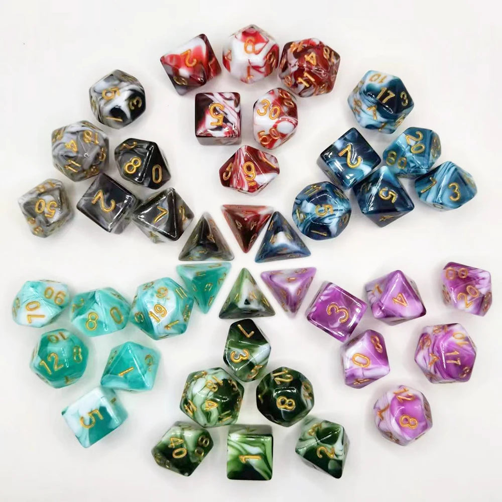 105/70/42/21/7Pcs DND Dice Set Glitter Polyhedral D4 D6 D8 D10 D12 D20 Multicolour Role Playing Table Party Board Game