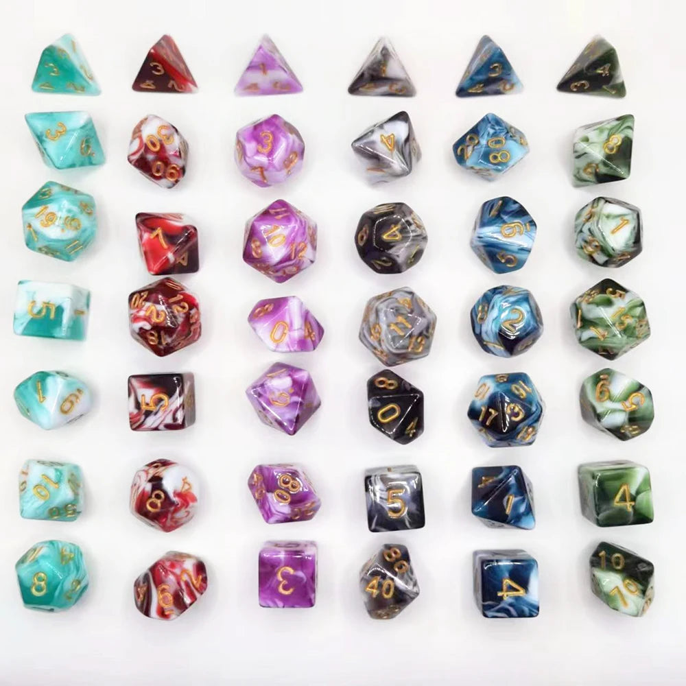 105/70/42/21/7Pcs DND Dice Set Glitter Polyhedral D4 D6 D8 D10 D12 D20 Multicolour Role Playing Table Party Board Game